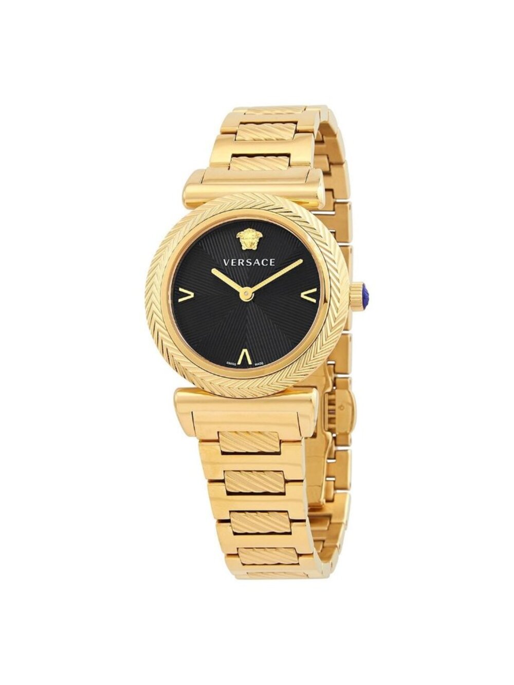 NWT Versace V Motif Quartz Black Dial Ladies Watch
